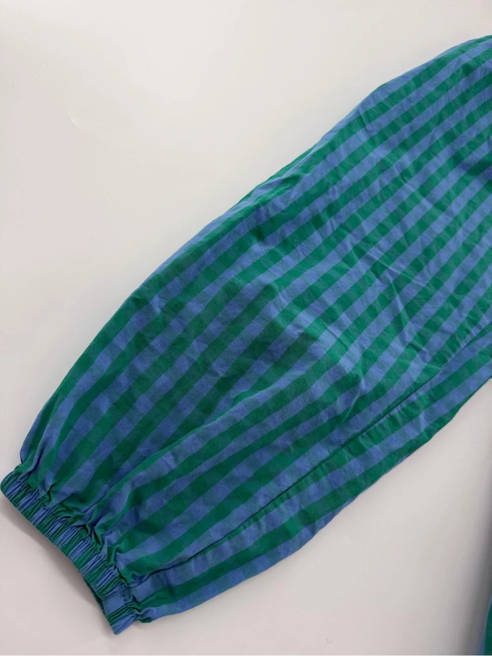 Hanna Andersson Poplin Parachute Pants Green Blue Striped Stripes Girls Kids 8
